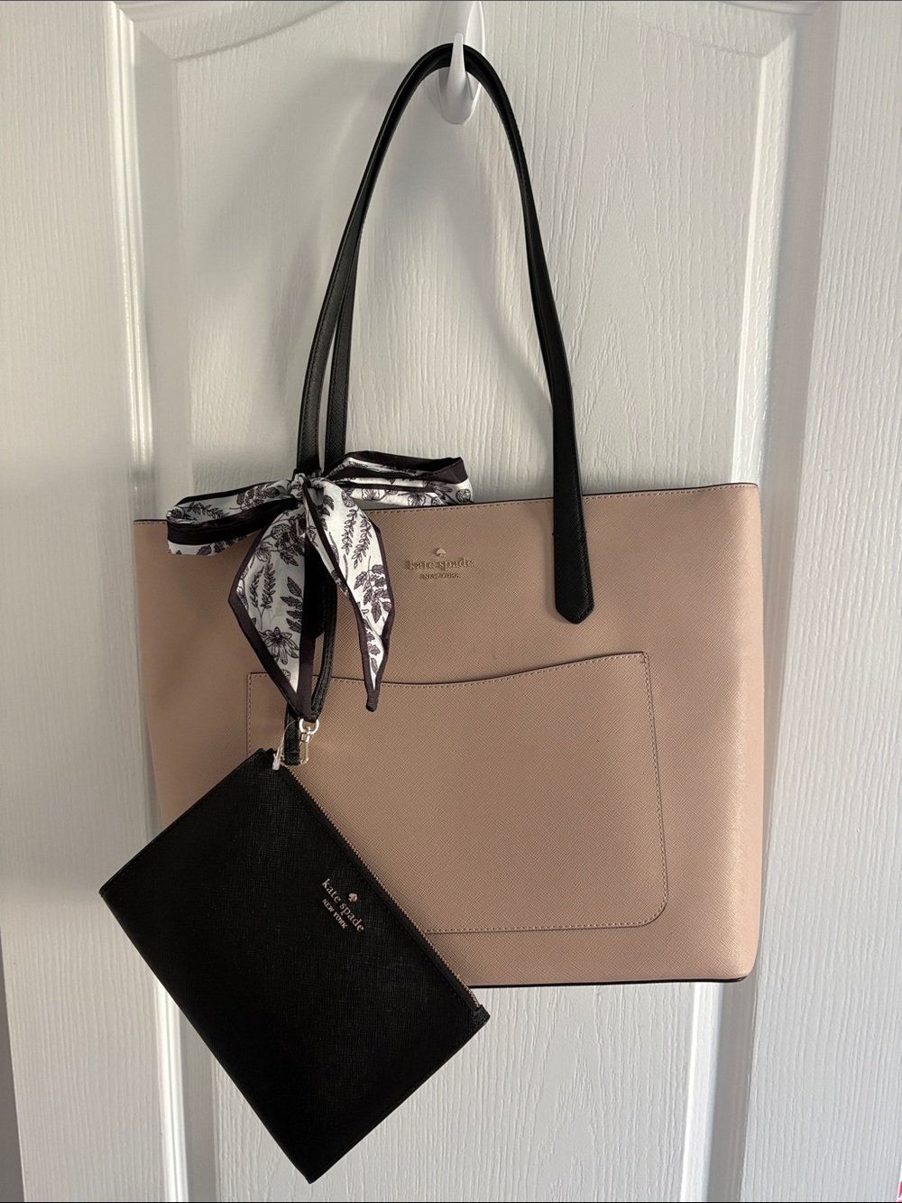 kate spade Blush Tote with Black Trim and Pouch